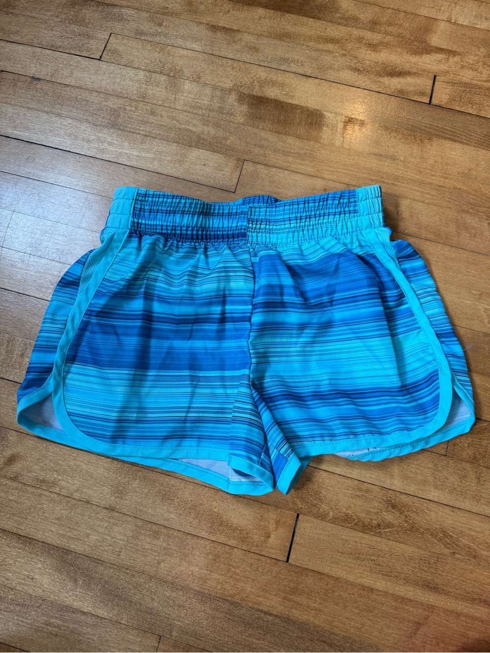 Champion Teal and Blue Striped Girls' Athletic Shorts